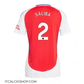 Arsenal William Saliba #2 Prima Maglia Femmina 2024-25 Manica Corta